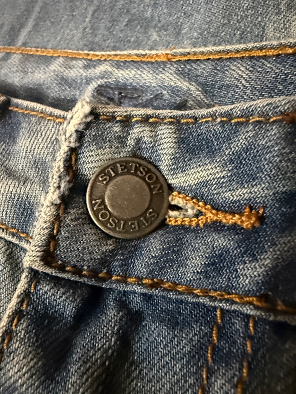 Stetson Blue Denim Jeans with Brass Stitching Detail - Picture 4 of 10